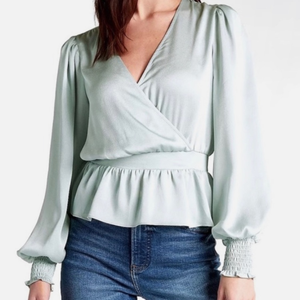 Express light green satin shirt small NWT